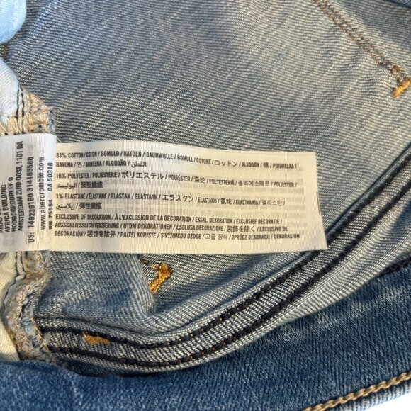 Abercrombie & Fitch A&F Light Wash Bleach Spots Cut Off Stretch Jean Shorts 2 - Picture 8 of 8